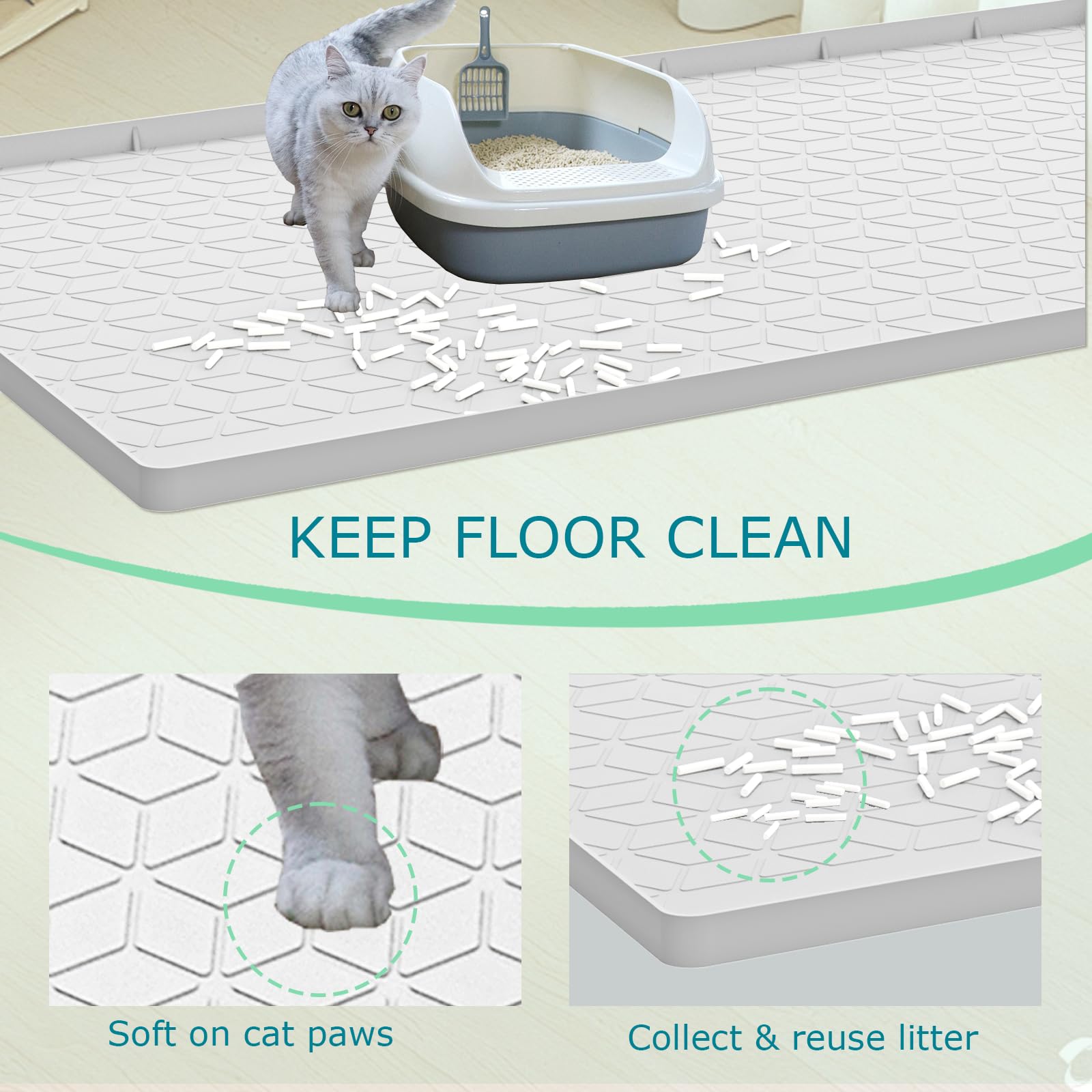 Jacooxi cat litter mat side-edge close-up highlighting raised edge