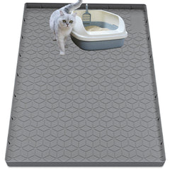 Jacooxi cat litter mat 40x28 silicone traps litter and protects floors.