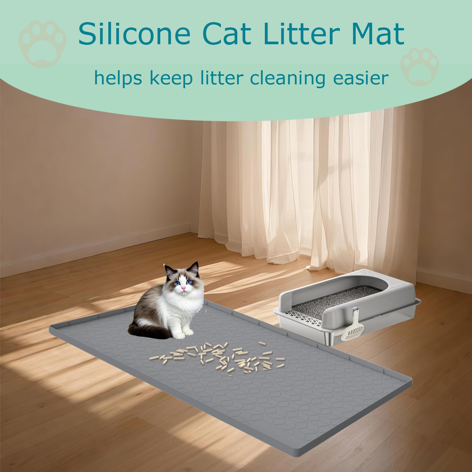 Jacooxi gray cat litter mat complements home decor and large spaces.