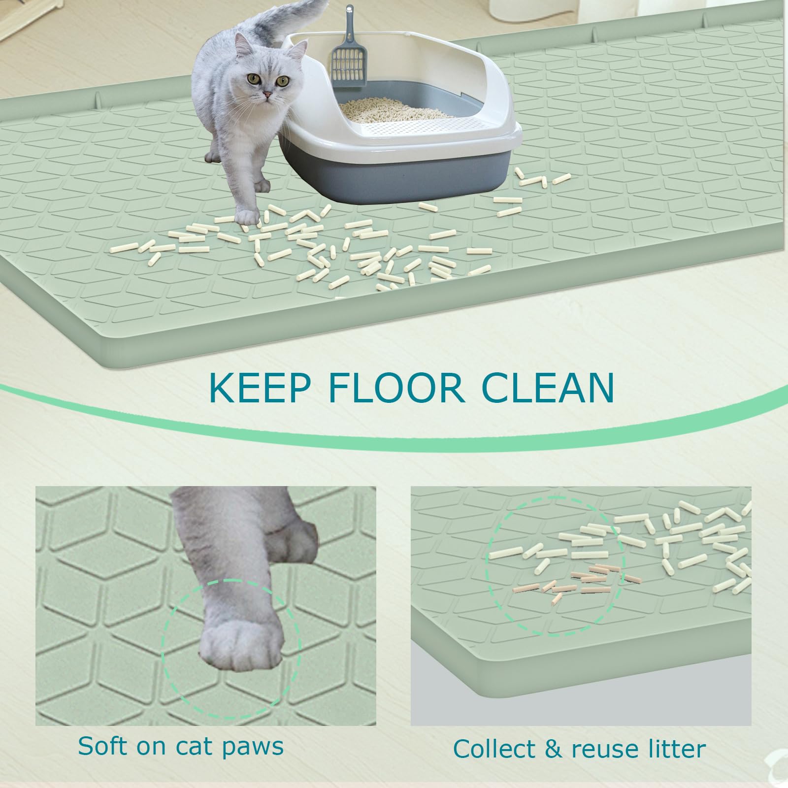 Jacooxi silicone texture close-up shows durable, waterproof surface for easy pet care.
