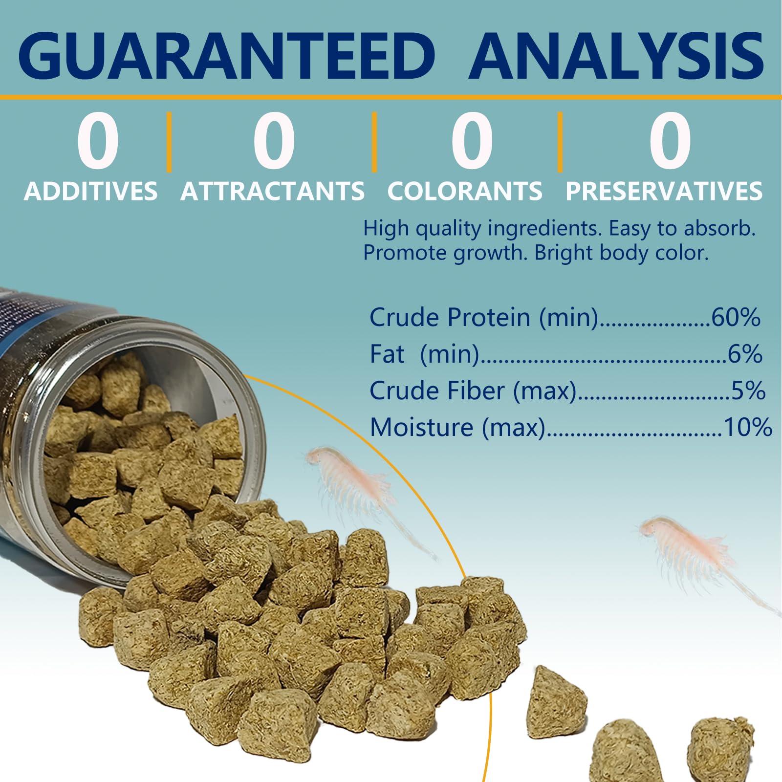 Floating JADINGSFARM Brine Shrimp Cubes illustrate easy feeding.