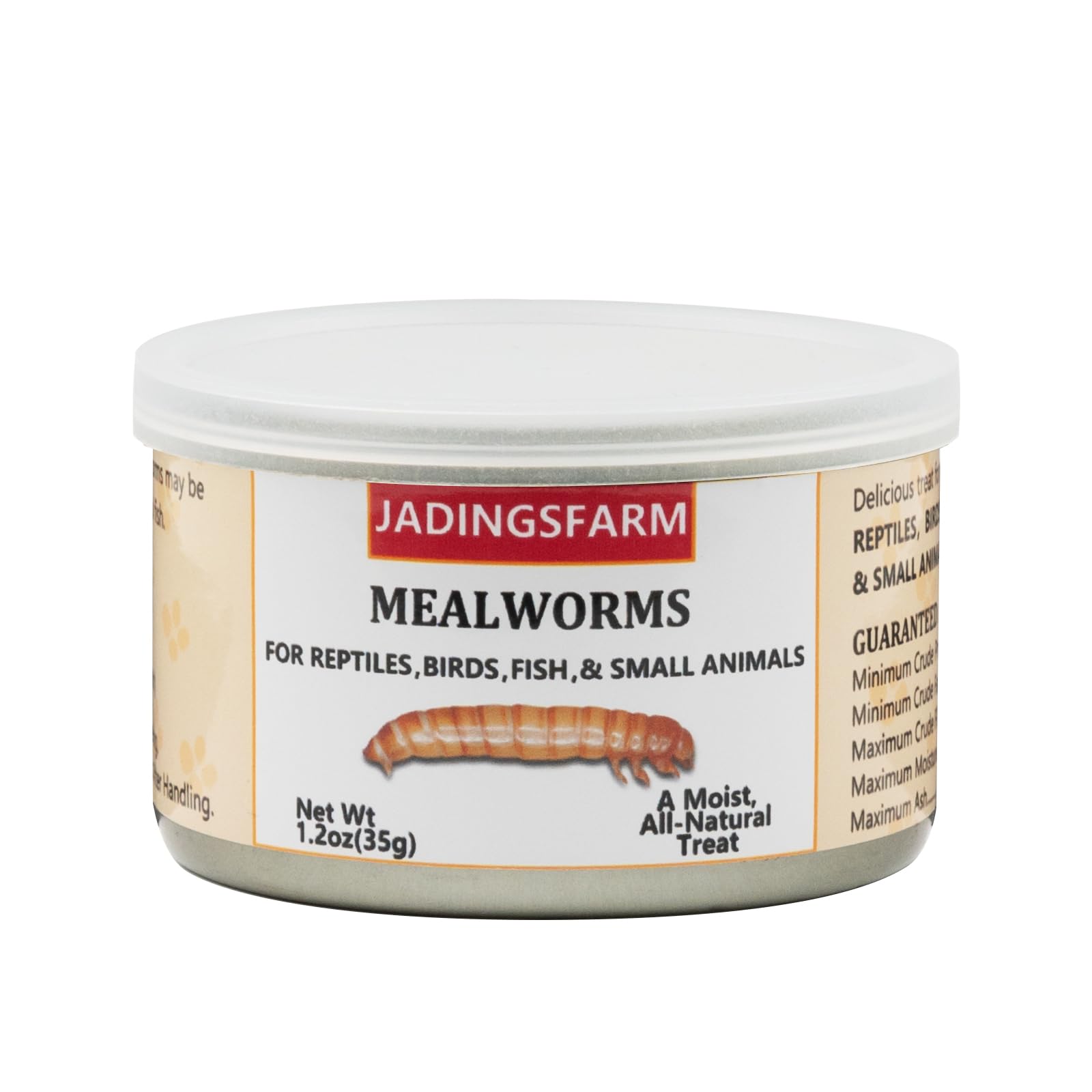 JADINGSFARM canned mealworms close-up, showing moist texture ideal for a quick protein-rich pet treat.
