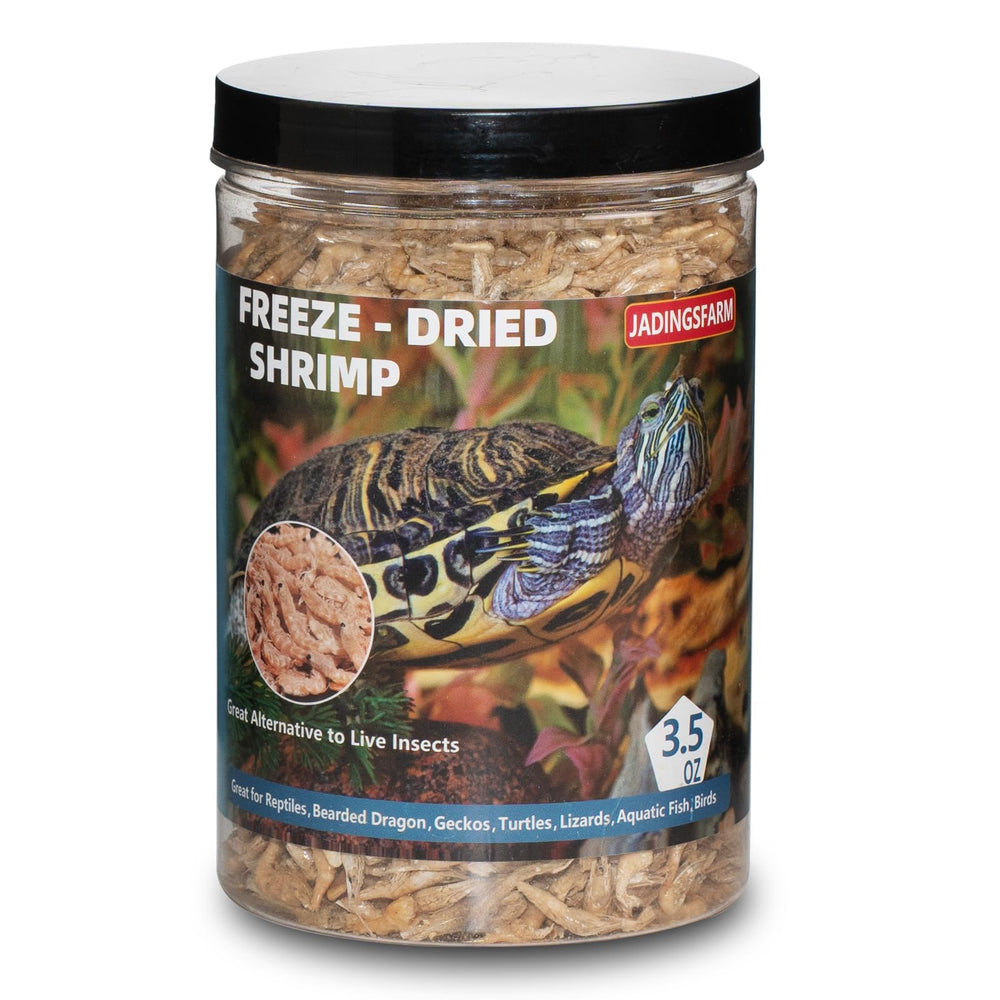 JADINGSFARM freeze-dried river shrimp bottle close-up highlighting freshness and resealable jar