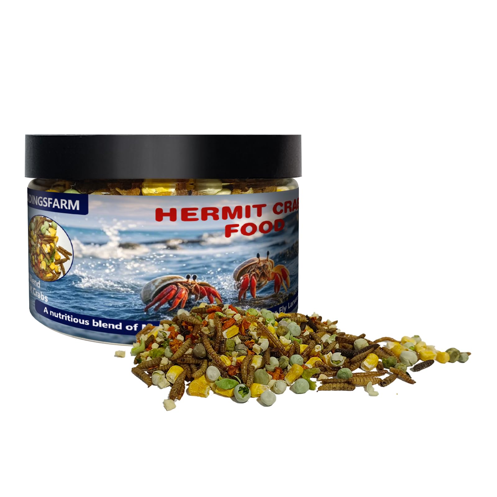 JADINGSFARM Hermit Crab Food front view shows balanced buffet blend for variety