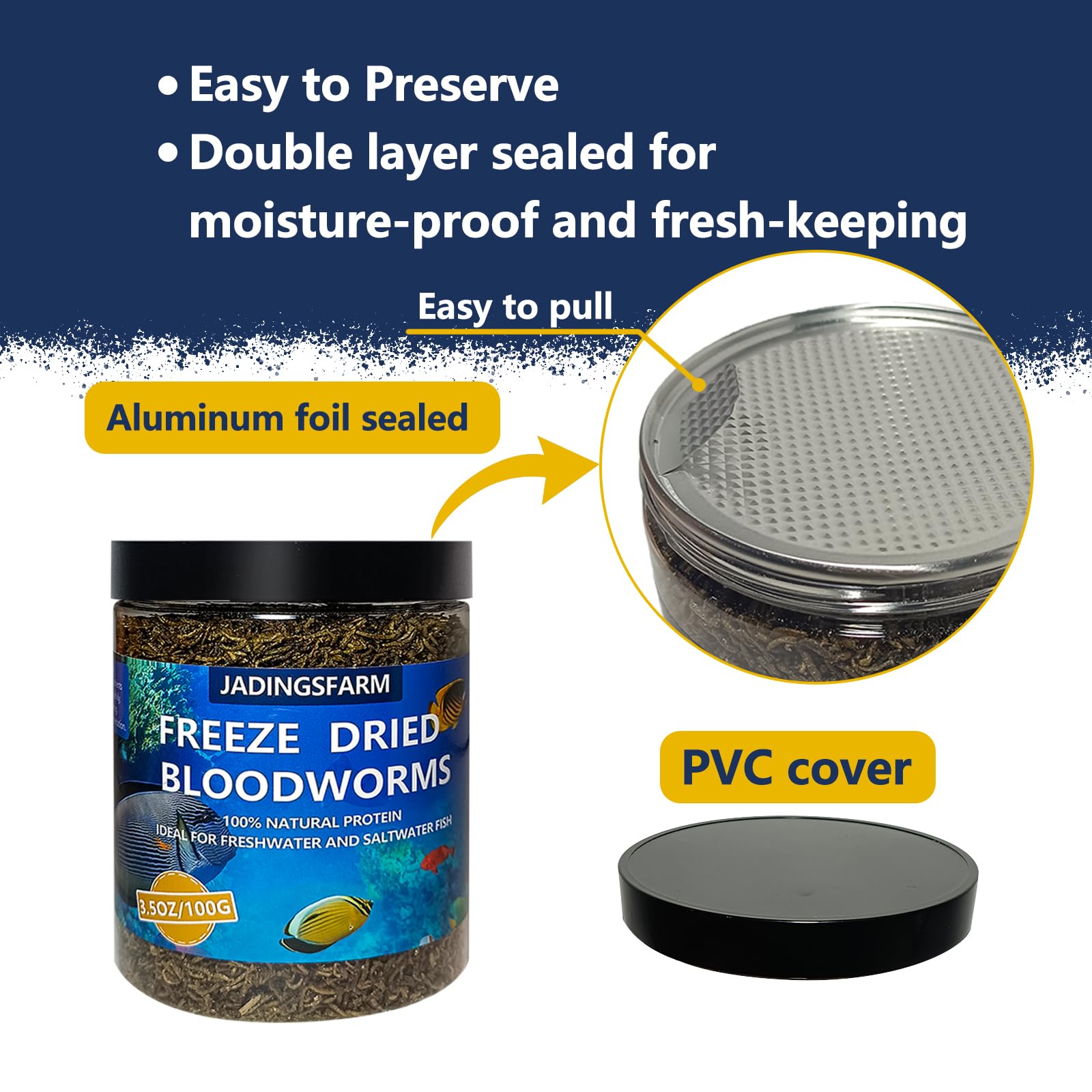 JADINGSFARM packaging front highlighting convenient storage and ingredients.