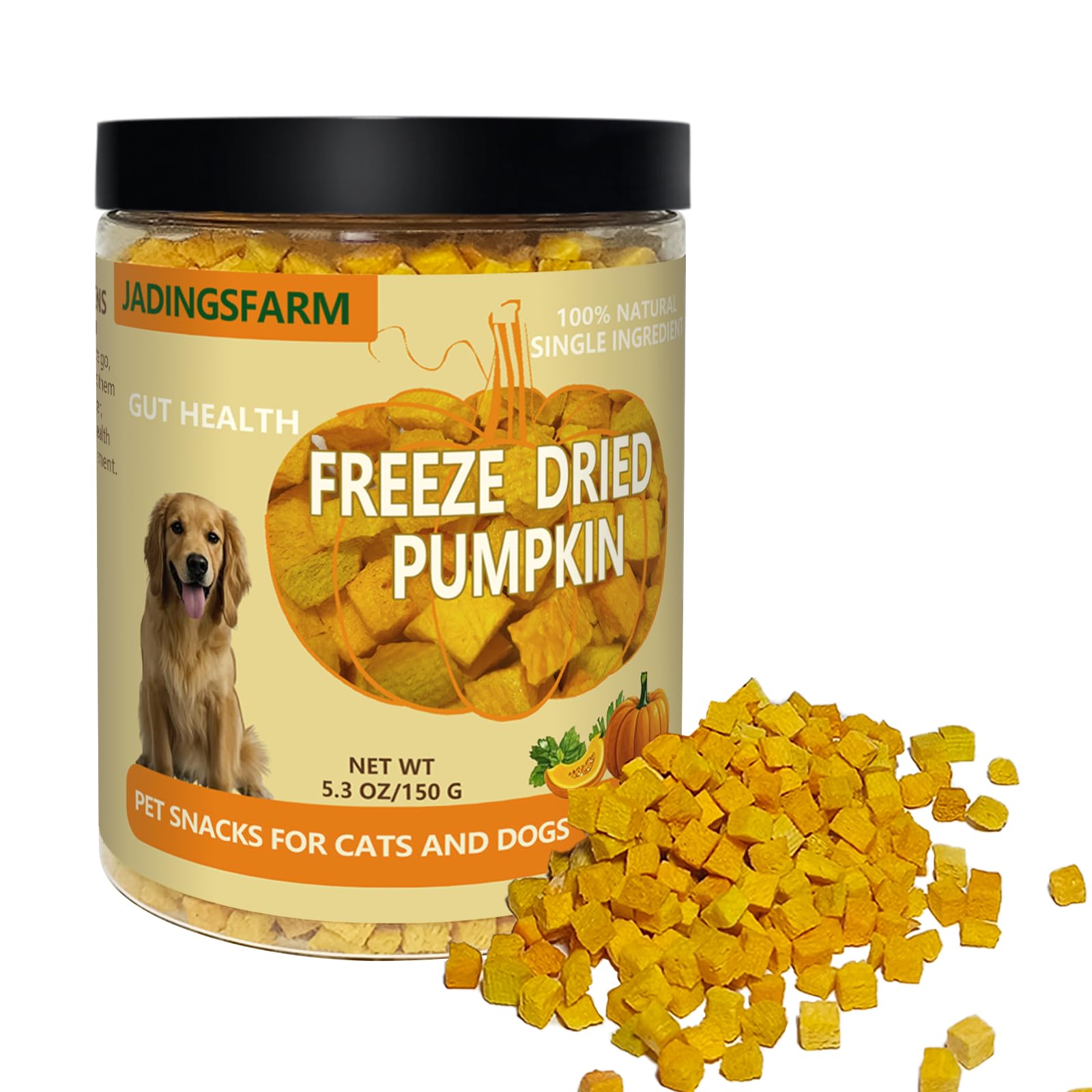 JADINGSFARM pumpkin dog cubes ready for tasty, fiber-rich treats.