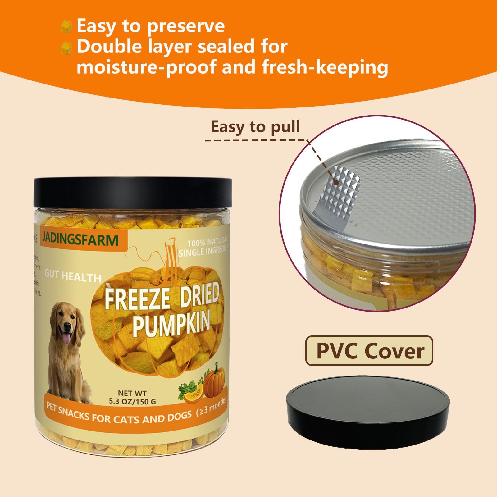 JADINGSFARM pumpkin topper crumble on kibble for meal boost.