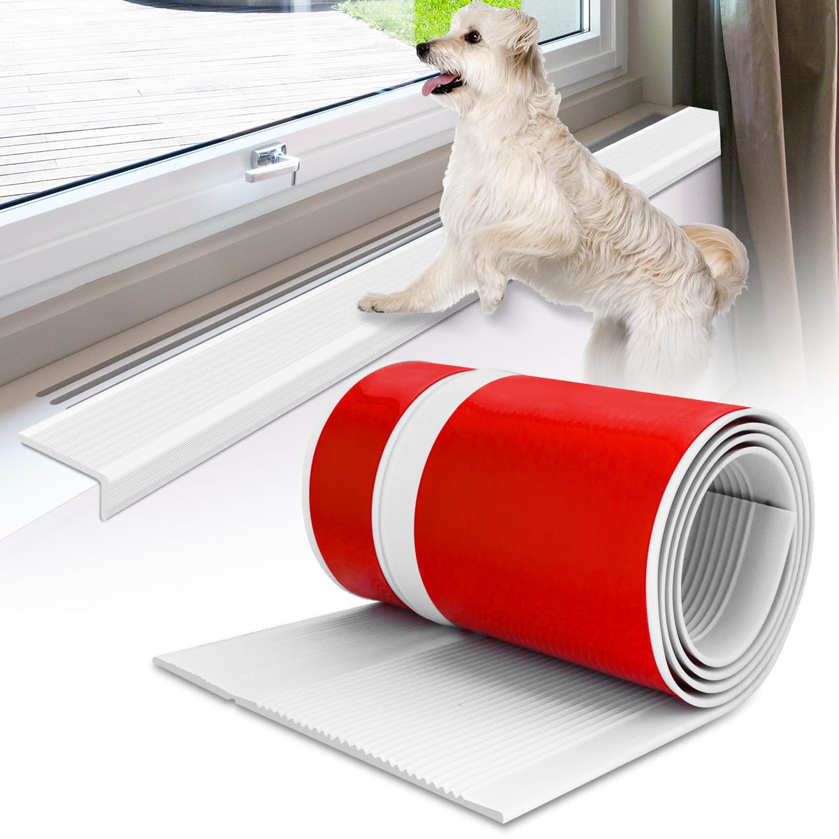 JAHOMFAI window sill protector close-up shows durable adhesive guard for scratch prevention.