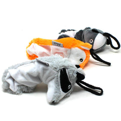 Jalousie dog flirt pole three squeaky plush toys for interactive play
