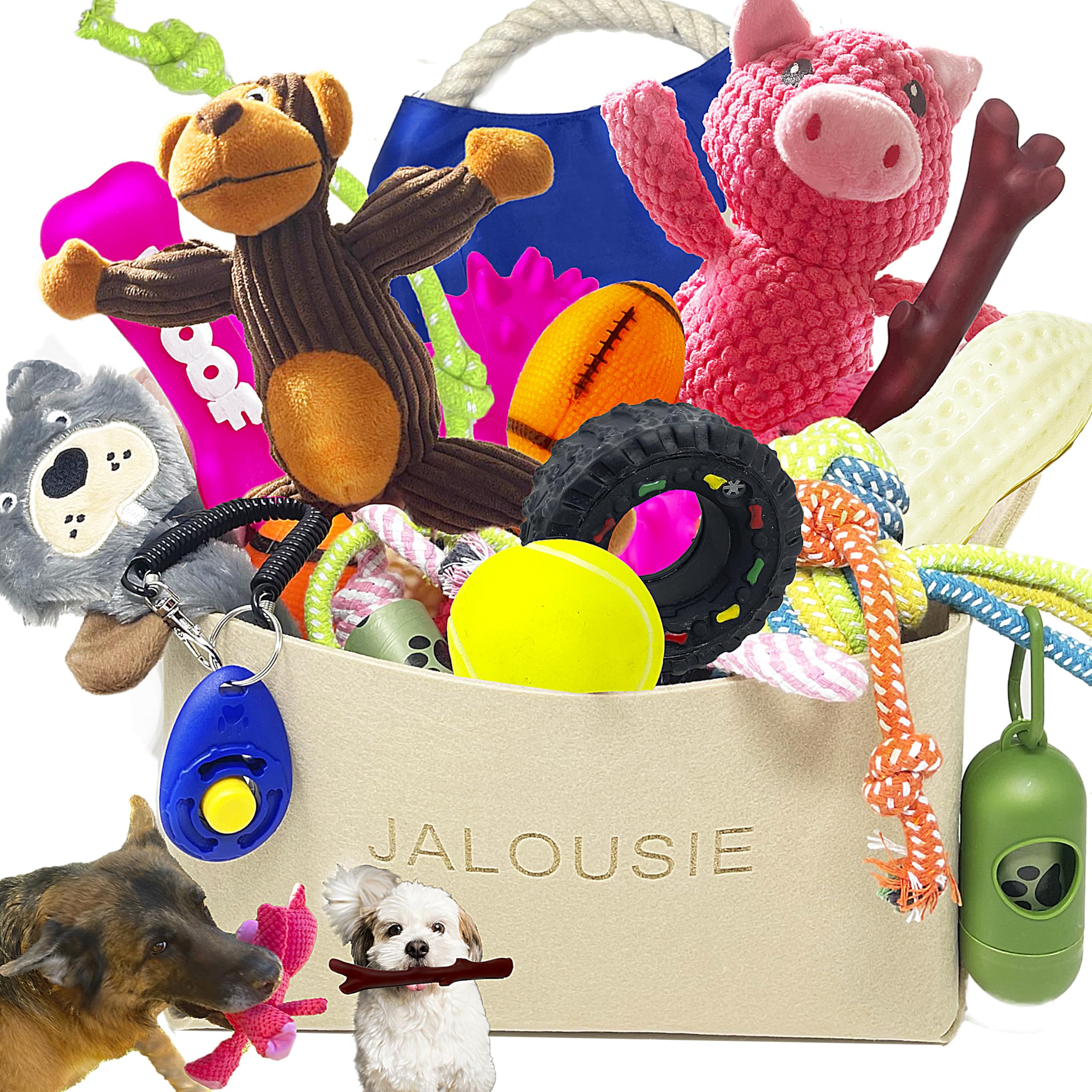 Jalousie dog squeaky plush toy multi-pack for small and medium dogs; engaging play