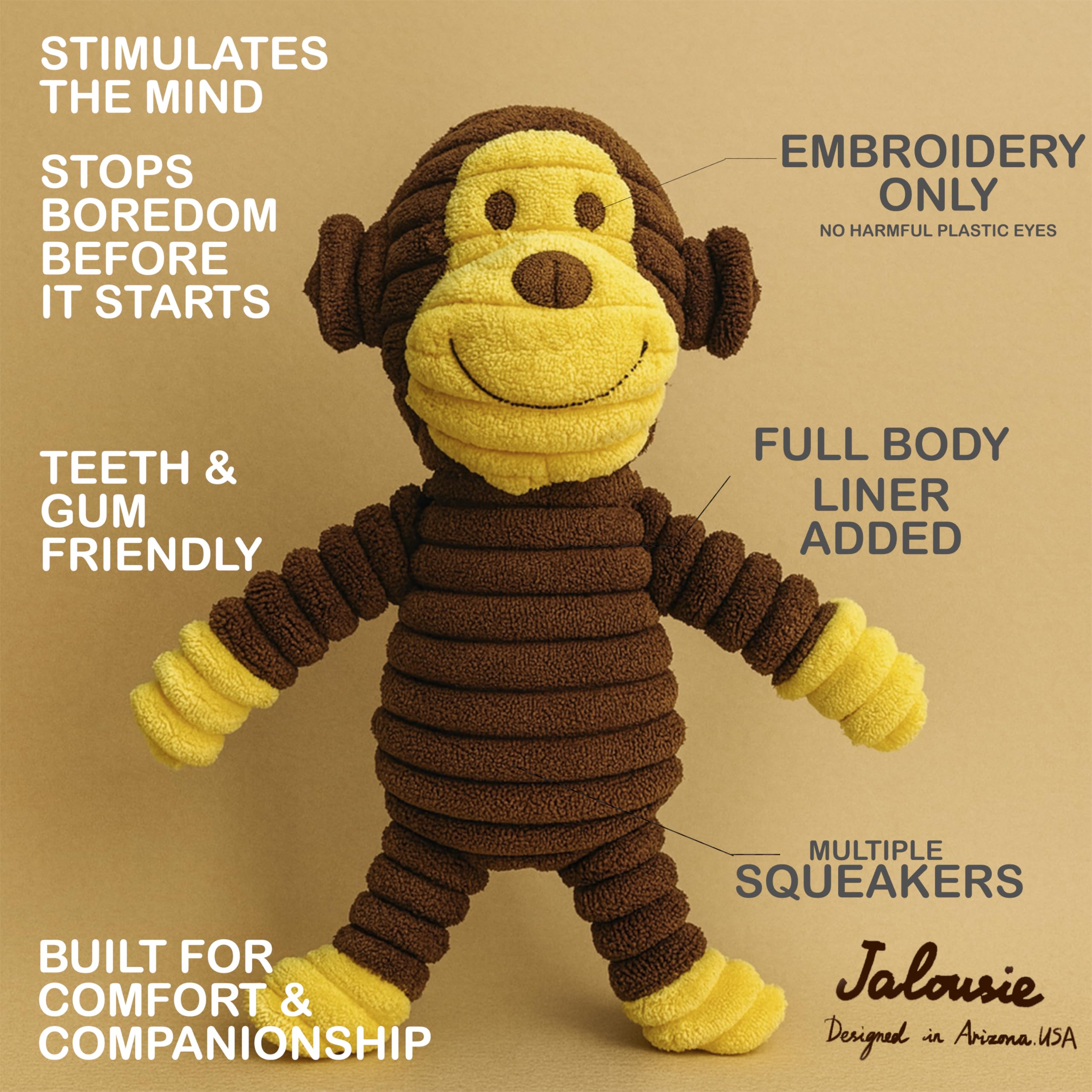 Jalousie plush fox toy ideal for bite-sized chew fun
