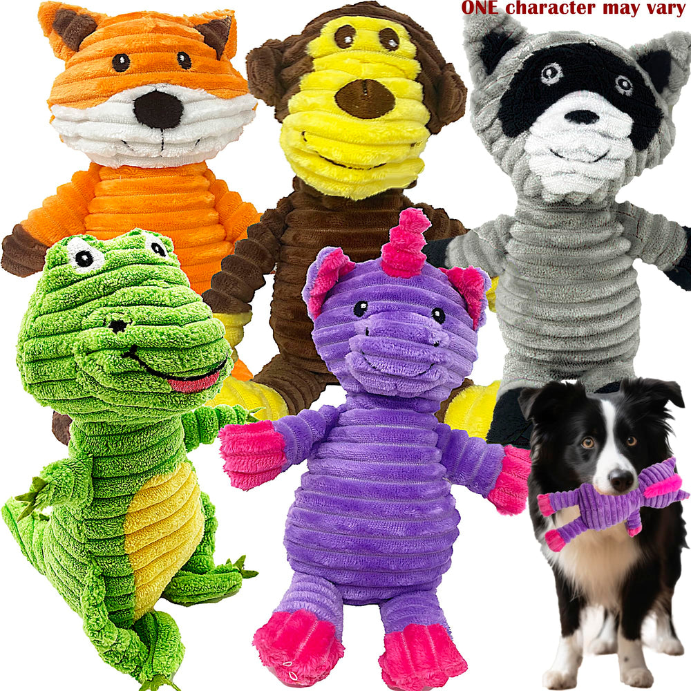 Jalousie value bundle showing five plush squeaky toys together