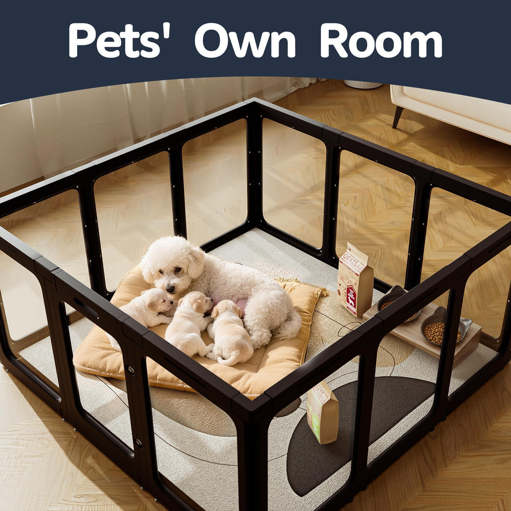 Jalove acrylic dog playpen emphasizes durability for active pets.