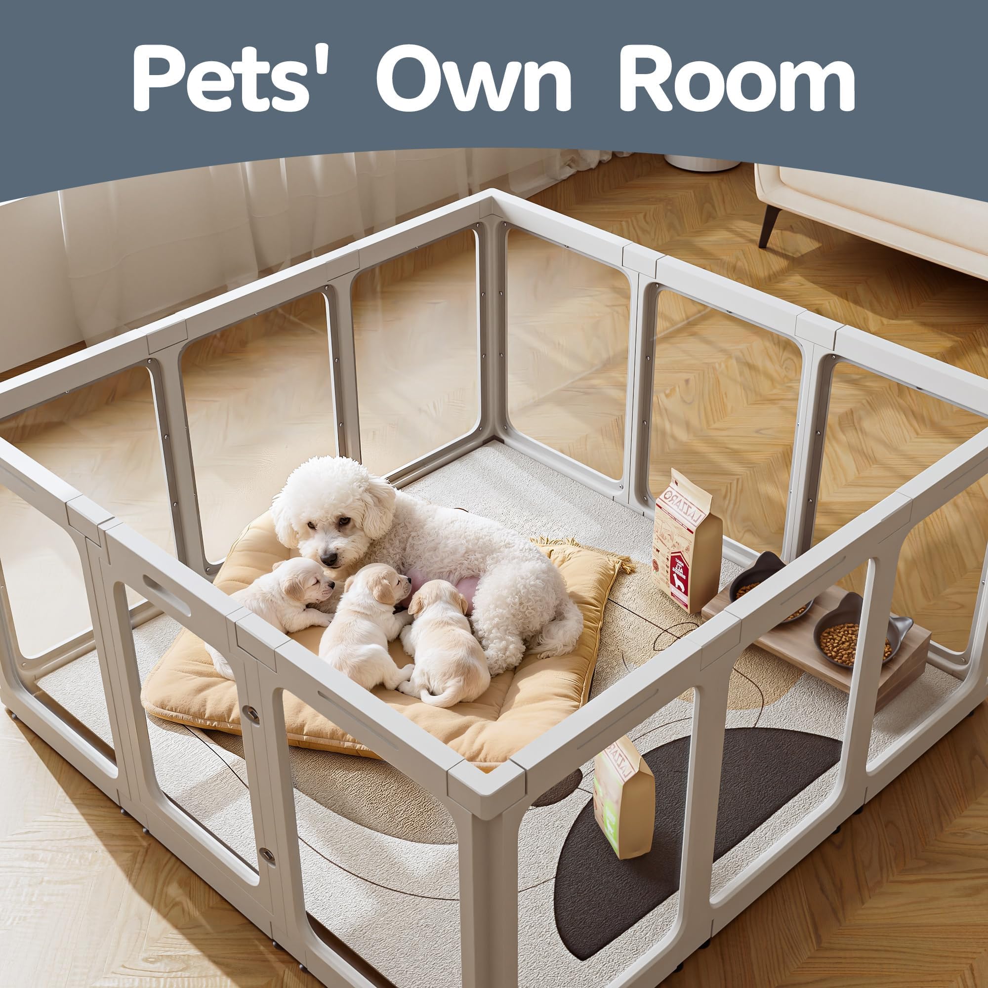 Jalove customizable modular playpen expanding to fit space and pets