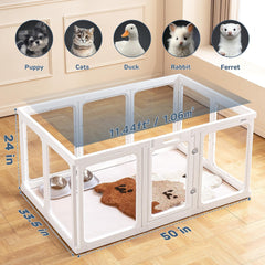 Jalove dog playpen tool-free assembly shown in setup