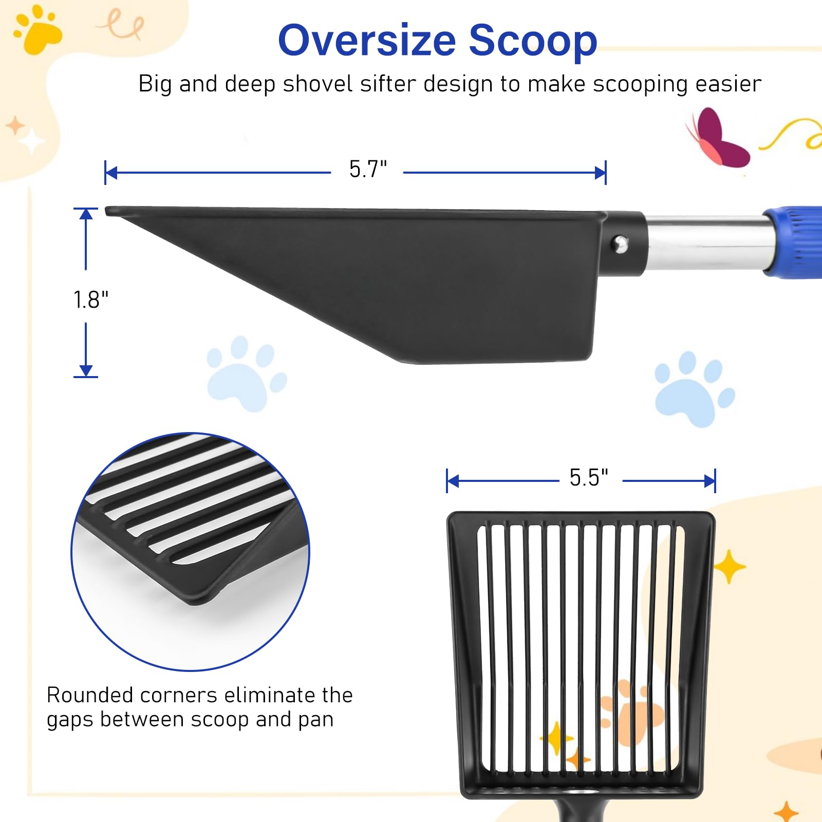 JAMIEWIN ergonomic non-slip grip for comfortable scooping.