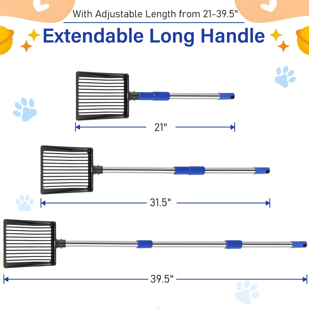 JAMIEWIN heavy-duty metal scoop with aluminum handle for durable litter cleaning.