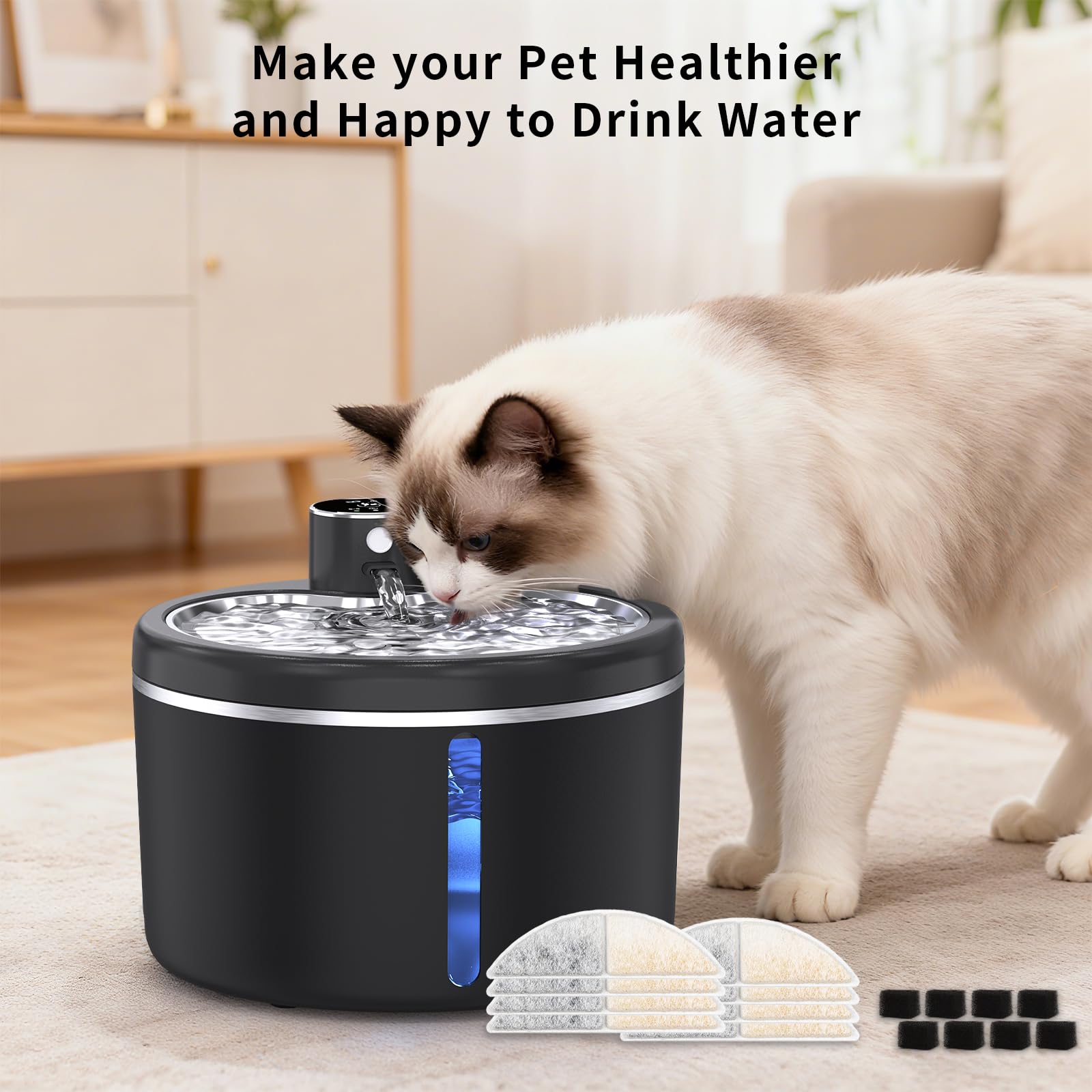 Wireless cat fountain by Jaojcoe with quiet operation