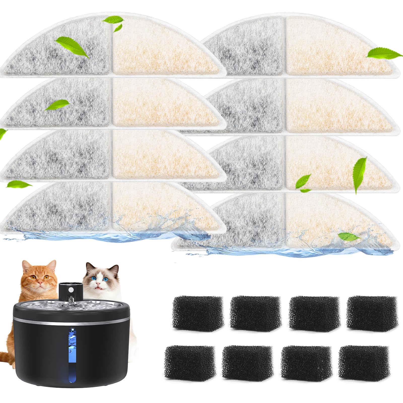 Jaojcoe cat fountain filters-8-pack for cleaner water