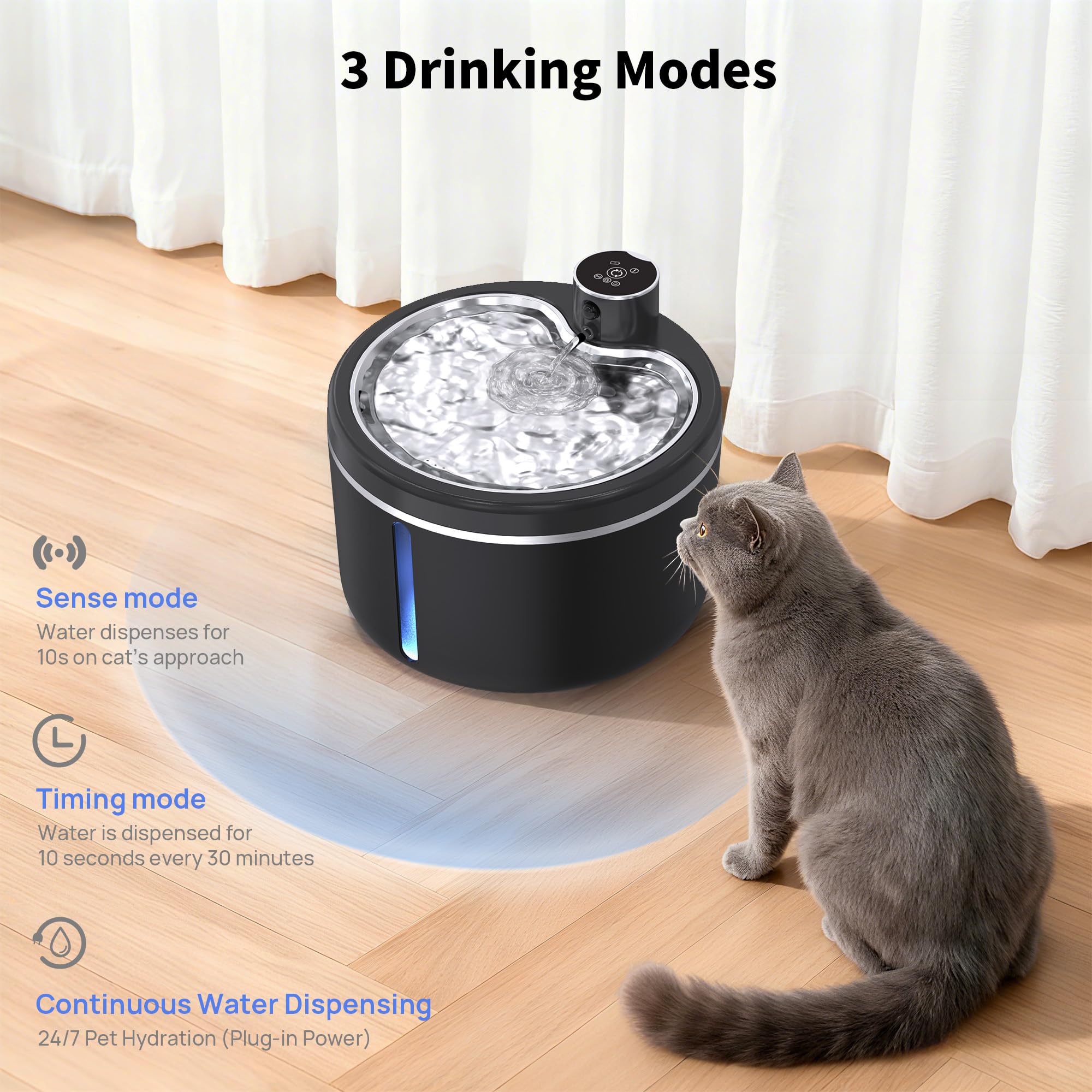 Jaojcoe 4-stage filtration detail suggests cleaner, tastier water for pets