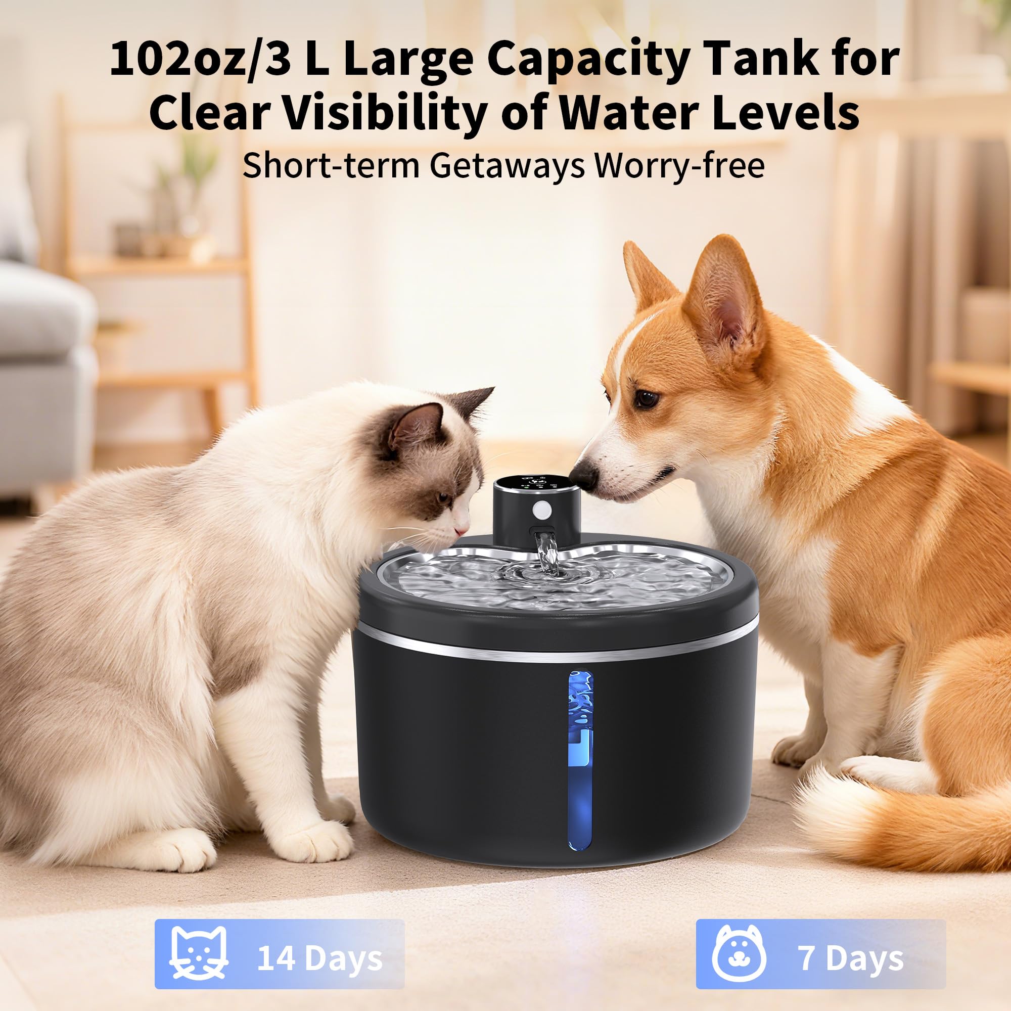 Jaojcoe quiet pump assembly conveys calm operation during pet visits