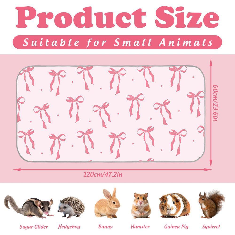 JarThenaAMCS pink bow design on washable pet pad for versatile use.