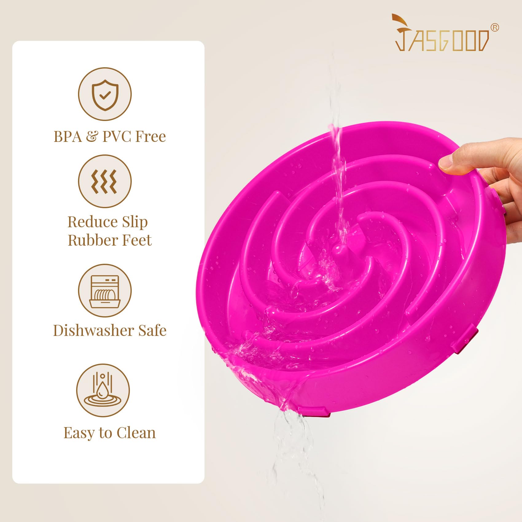 JASGOOD bowl diameter 24-4 cm, suitable for medium and large dogs.