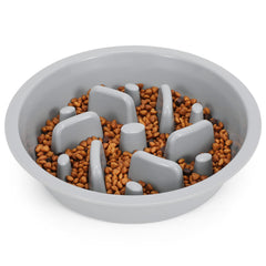 JASGOOD dog slow feeder puzzle bowl, gray, fits 7.5-8 in openings for raised feeders.