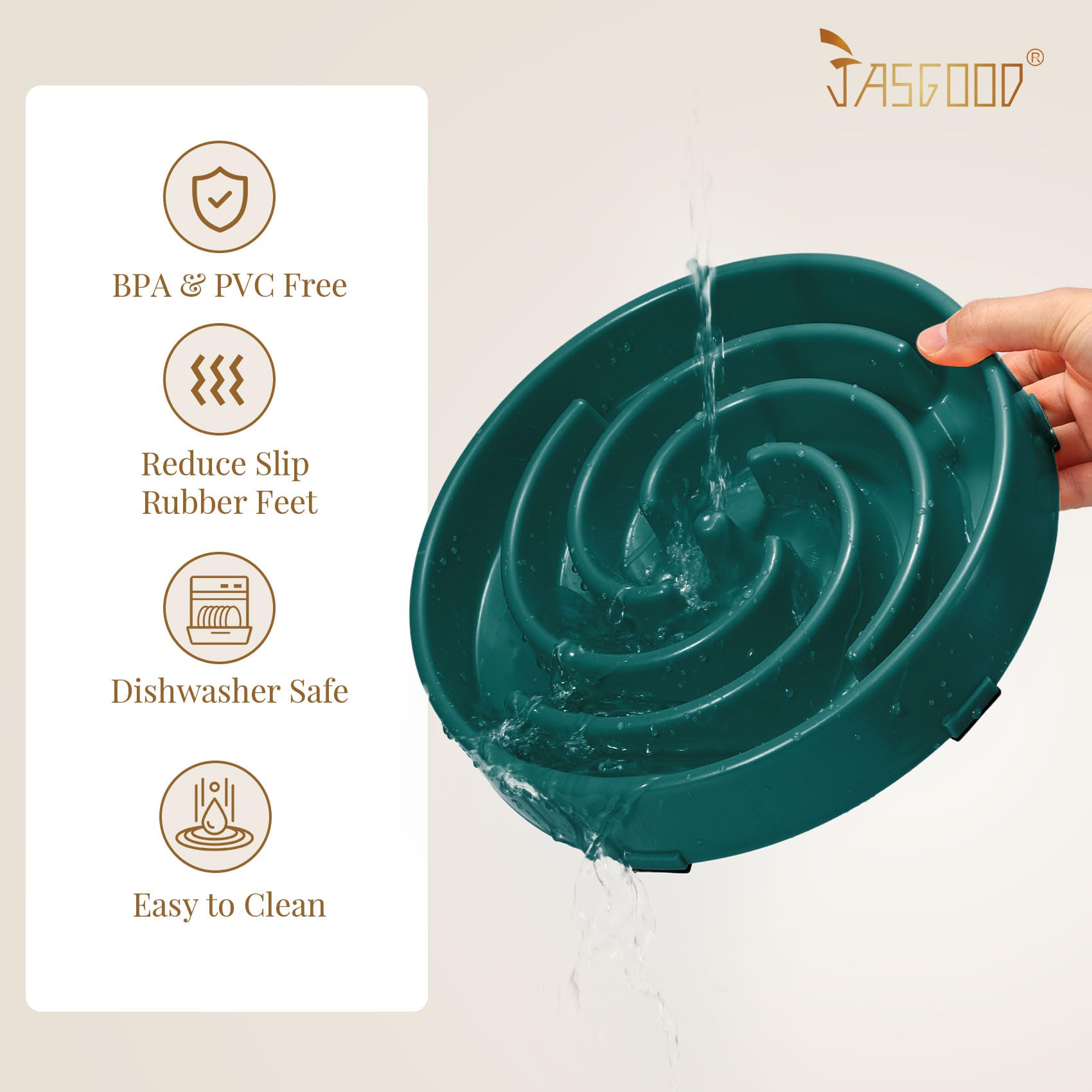 JASGOOD blue slow feeder bowl for portion control