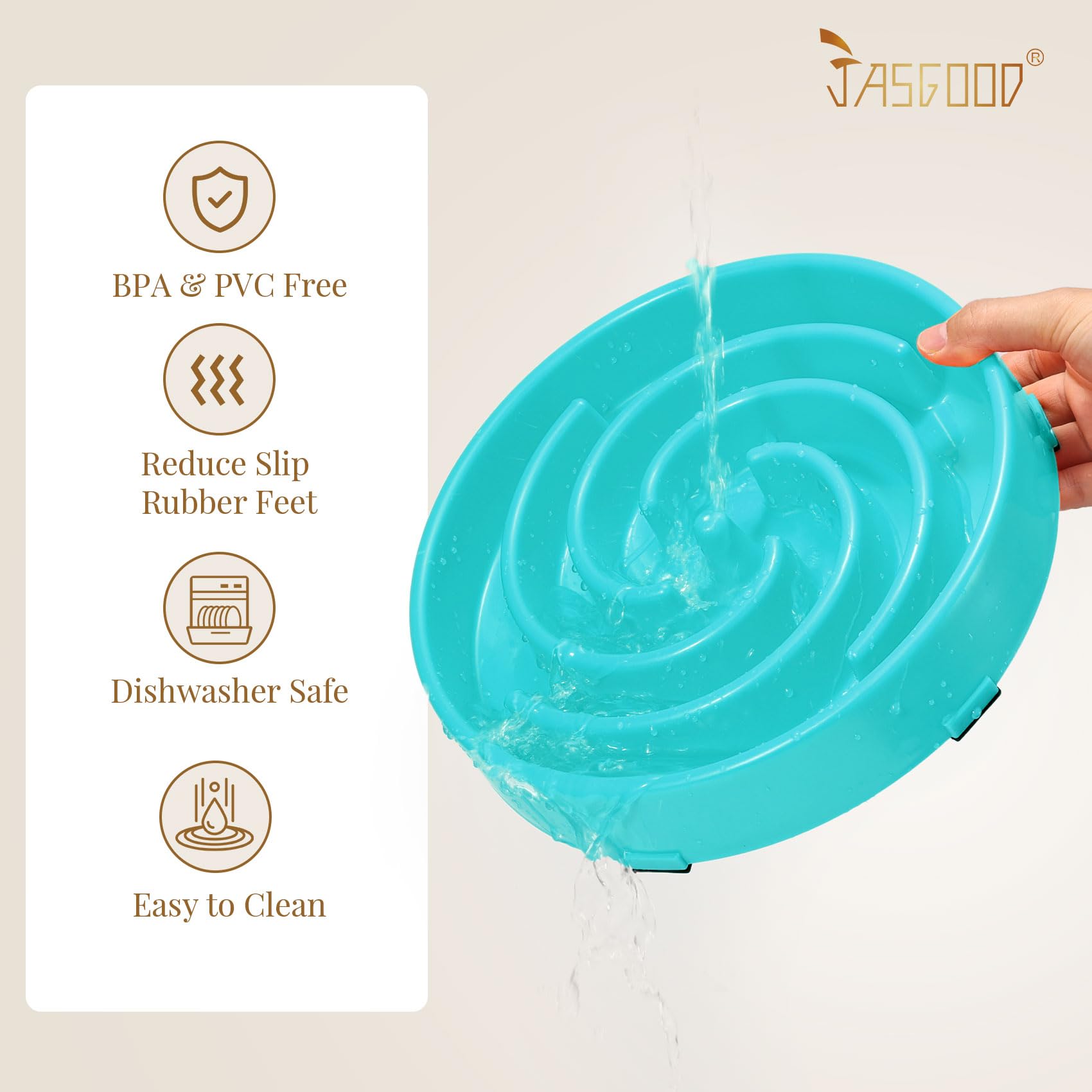 JASGOOD blue slow feeder bowl suitable for large and medium dogs