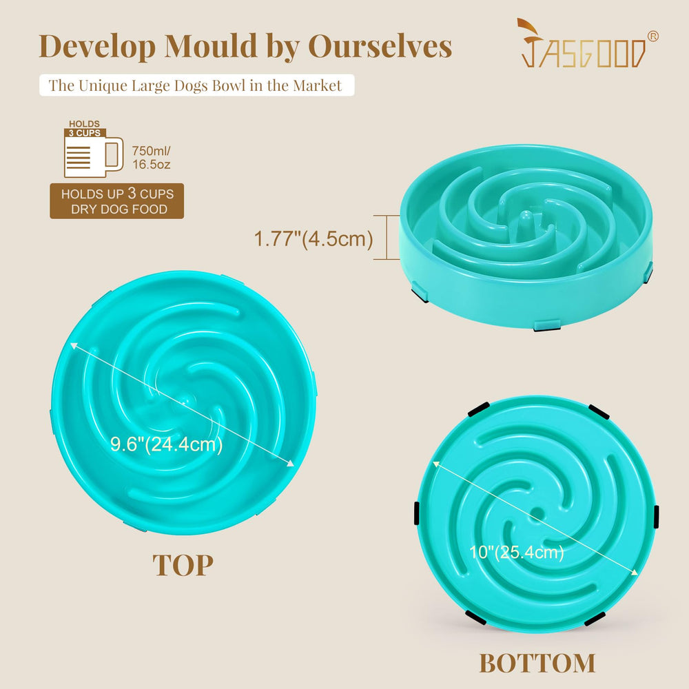 JASGOOD green slow feeder bowl wide base prevents tipping during meals
