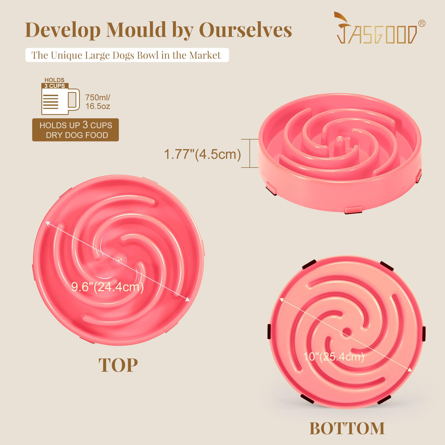 JASGOOD pink slow feeder bowl adds a playful touch to meals