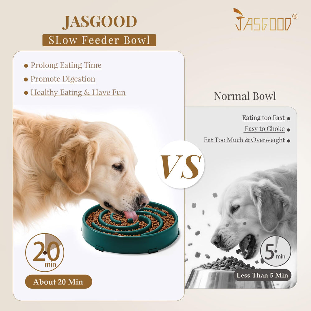 JASGOOD slow feeder bowl with non-slip base stays steady