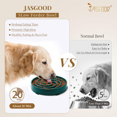 JASGOOD slow feeder bowl with non-slip base stays steady