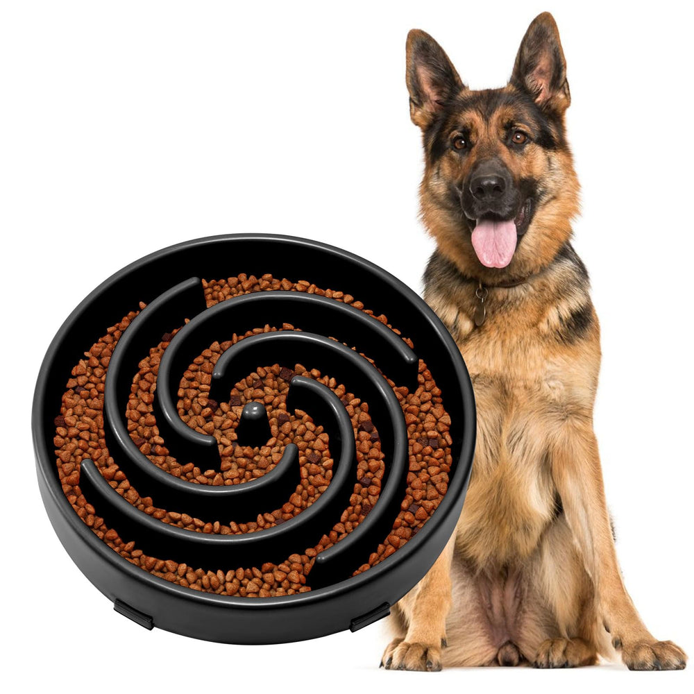 JASGOOD slow feeder bowl with spiral maze in black supports slower meals and easier digestion.
