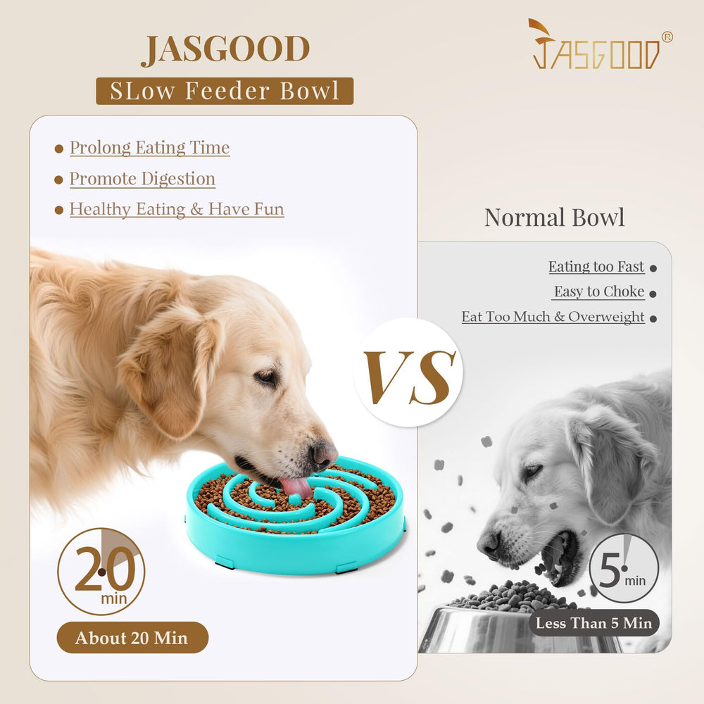 JASGOOD slow feeder bowl side view highlighting stability with non slip base