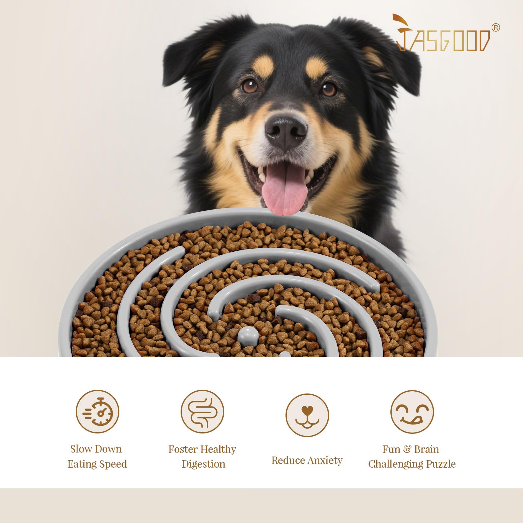 JASGOOD Slow Feeder bowl black color option blends with home décor.