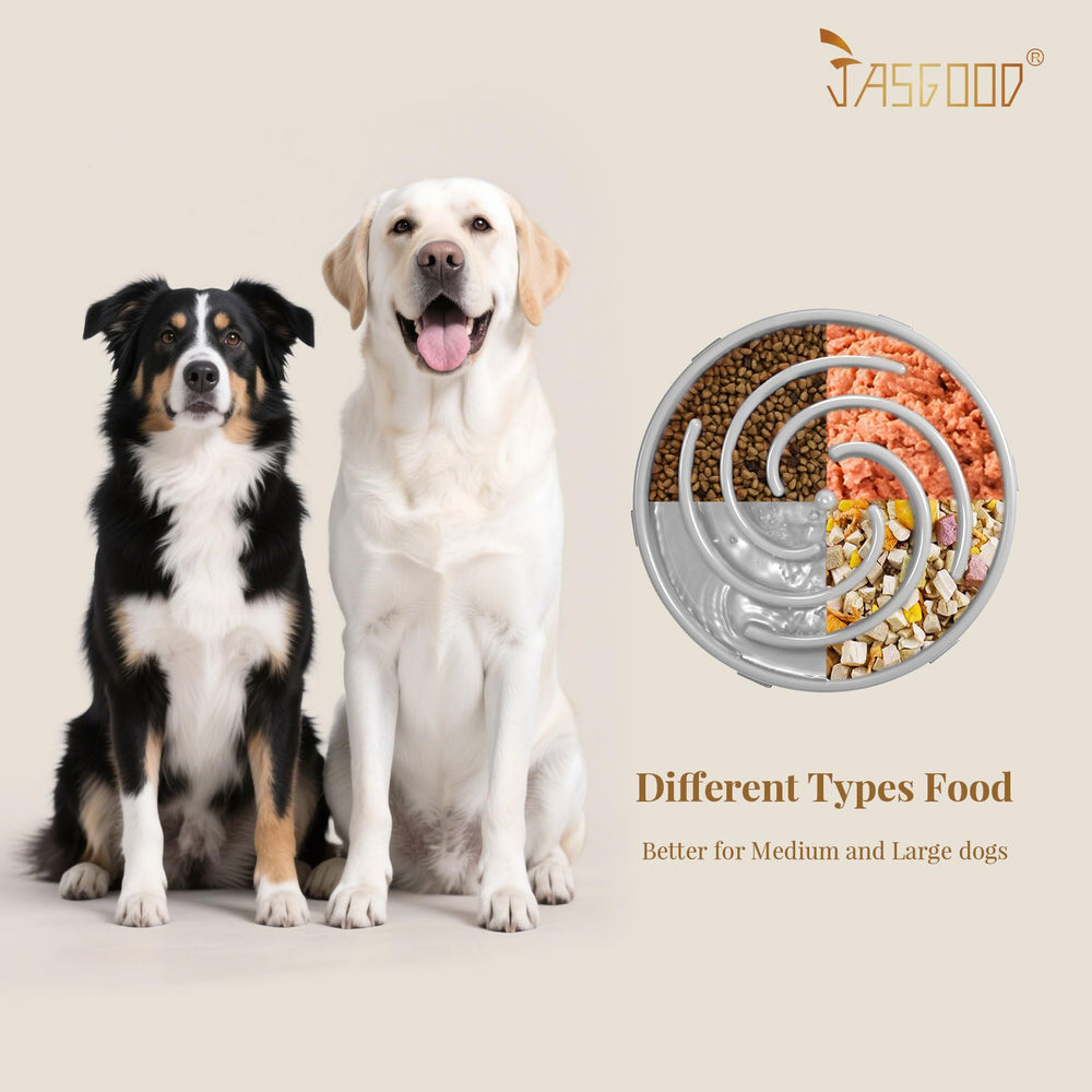 JASGOOD Slow Feeder bowl with six non-slip mats for stable dining.