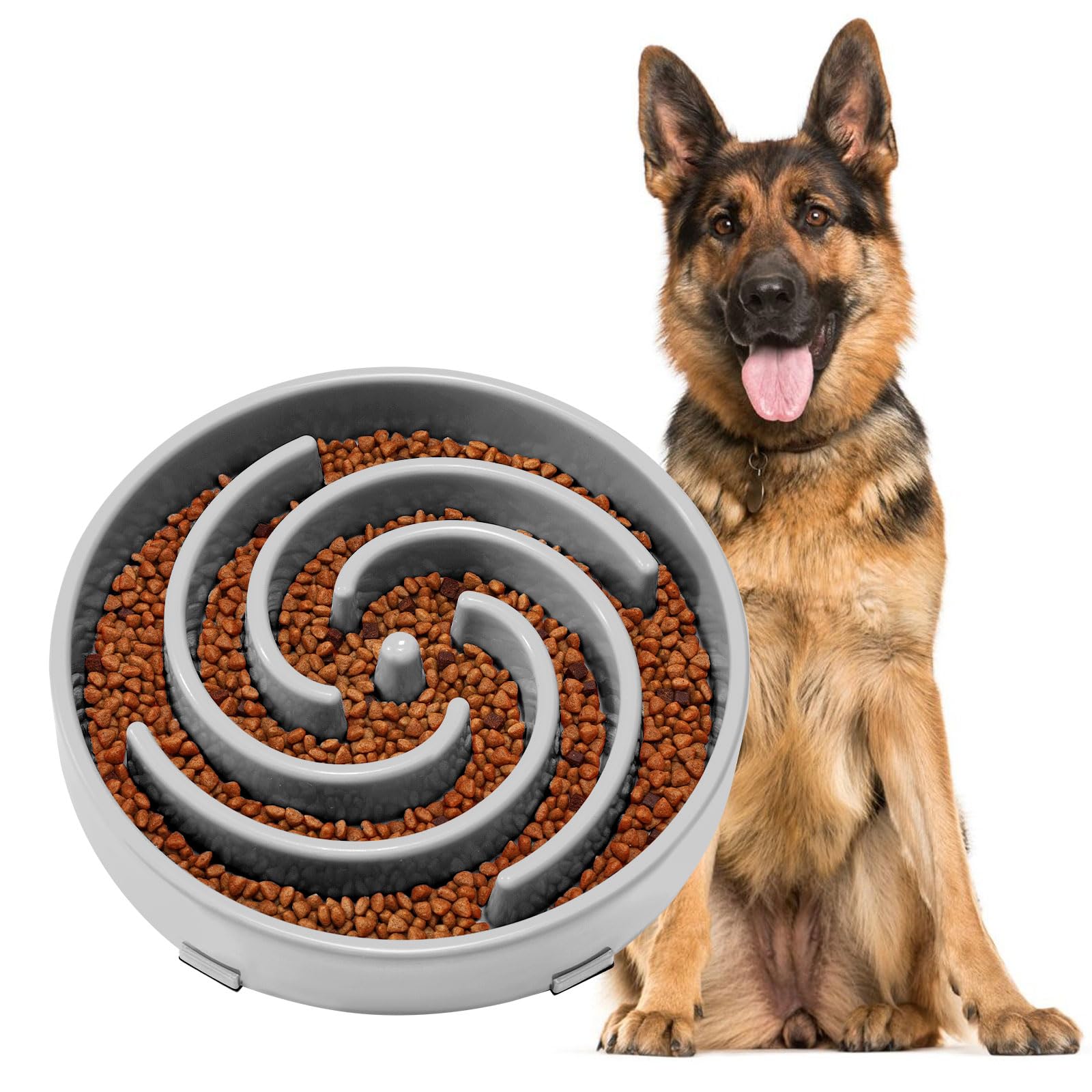 JASGOOD Slow Feeder Dog Bowl with spiral maze guides meals for calmer eating.