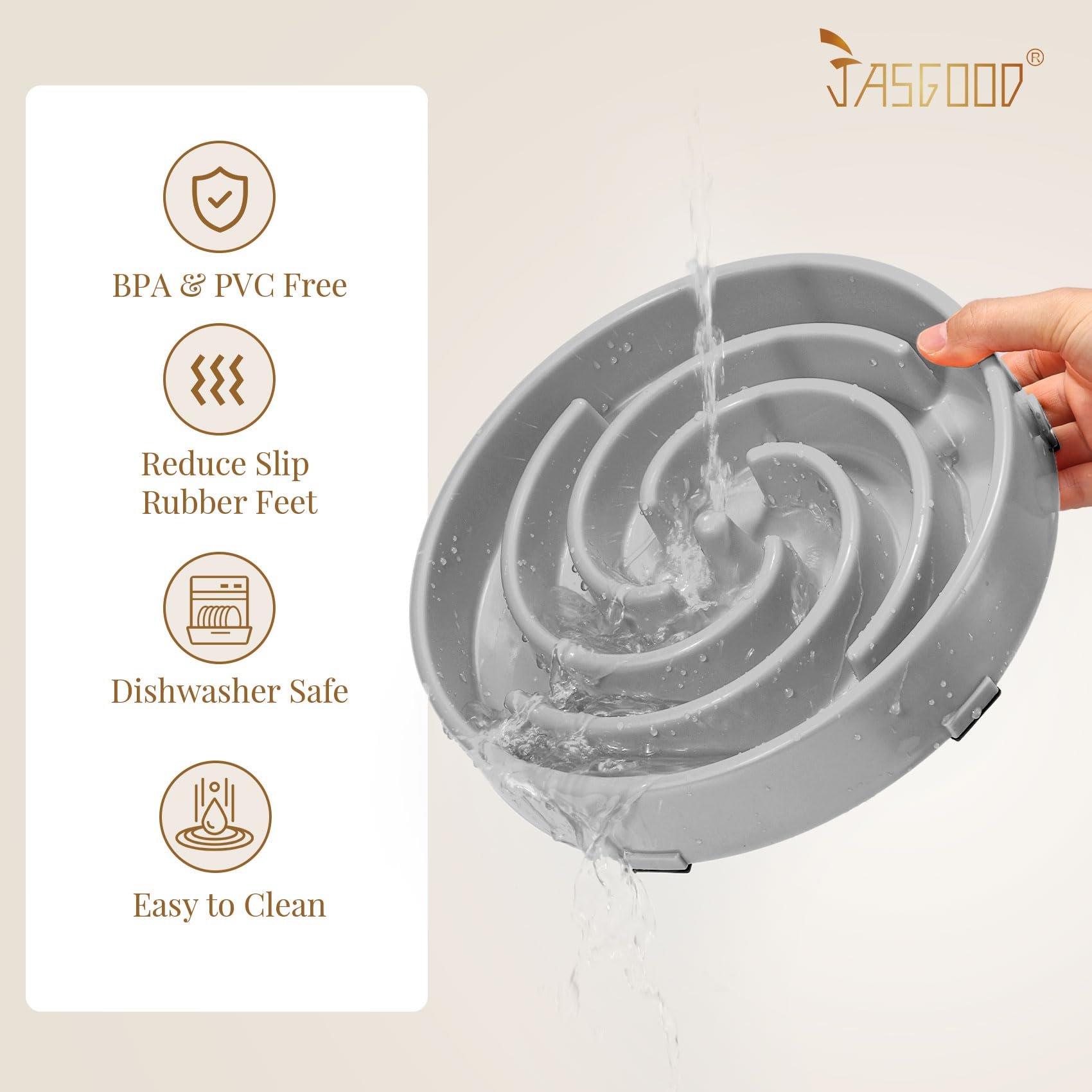 JASGOOD Slow Feeder used with dry food demonstrates portion efficiency.
