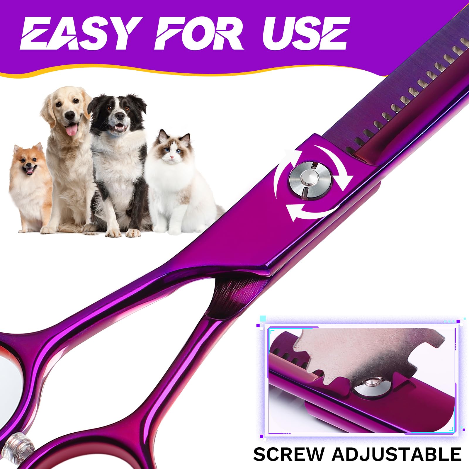 JASON thinning scissors offer 20-25% thinning rate for balanced coat texture.
