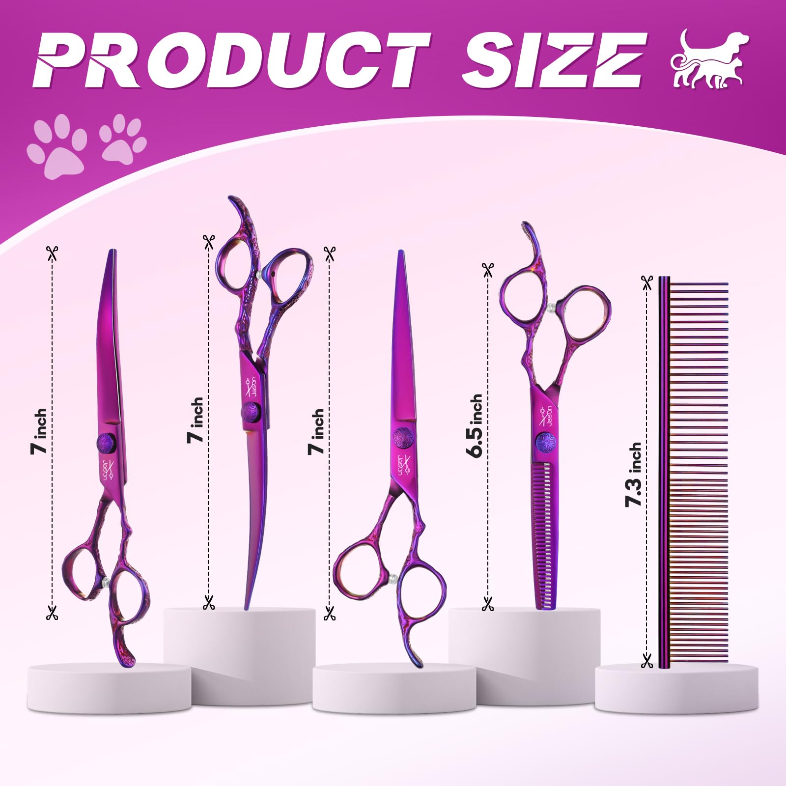 JASON six-and-a-half-inch thinning shear for coat texture control.