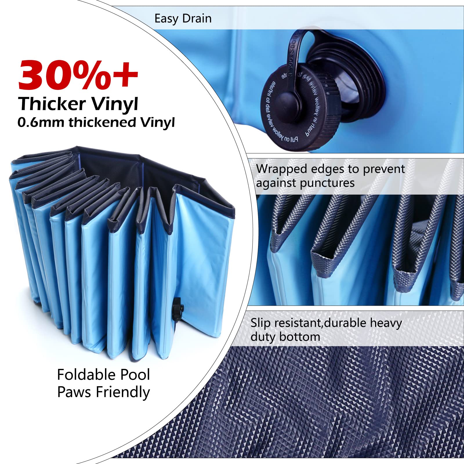 Jasonwell durable PVC bottom provides slip resistance during baths.
