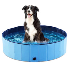 Jasonwell foldable dog pool 32-inch blue for easy outdoor baths