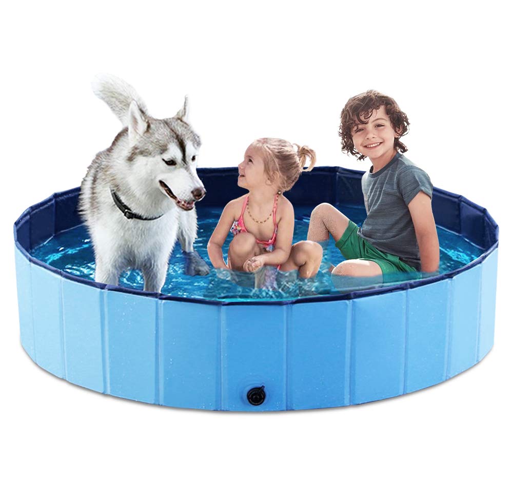 Jasonwell foldable dog pool 55.1 blue for easy travel and storage.