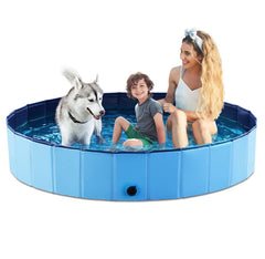 Jasonwell foldable-dog-pool 71-inch blue with non-slip interior for safe splash time