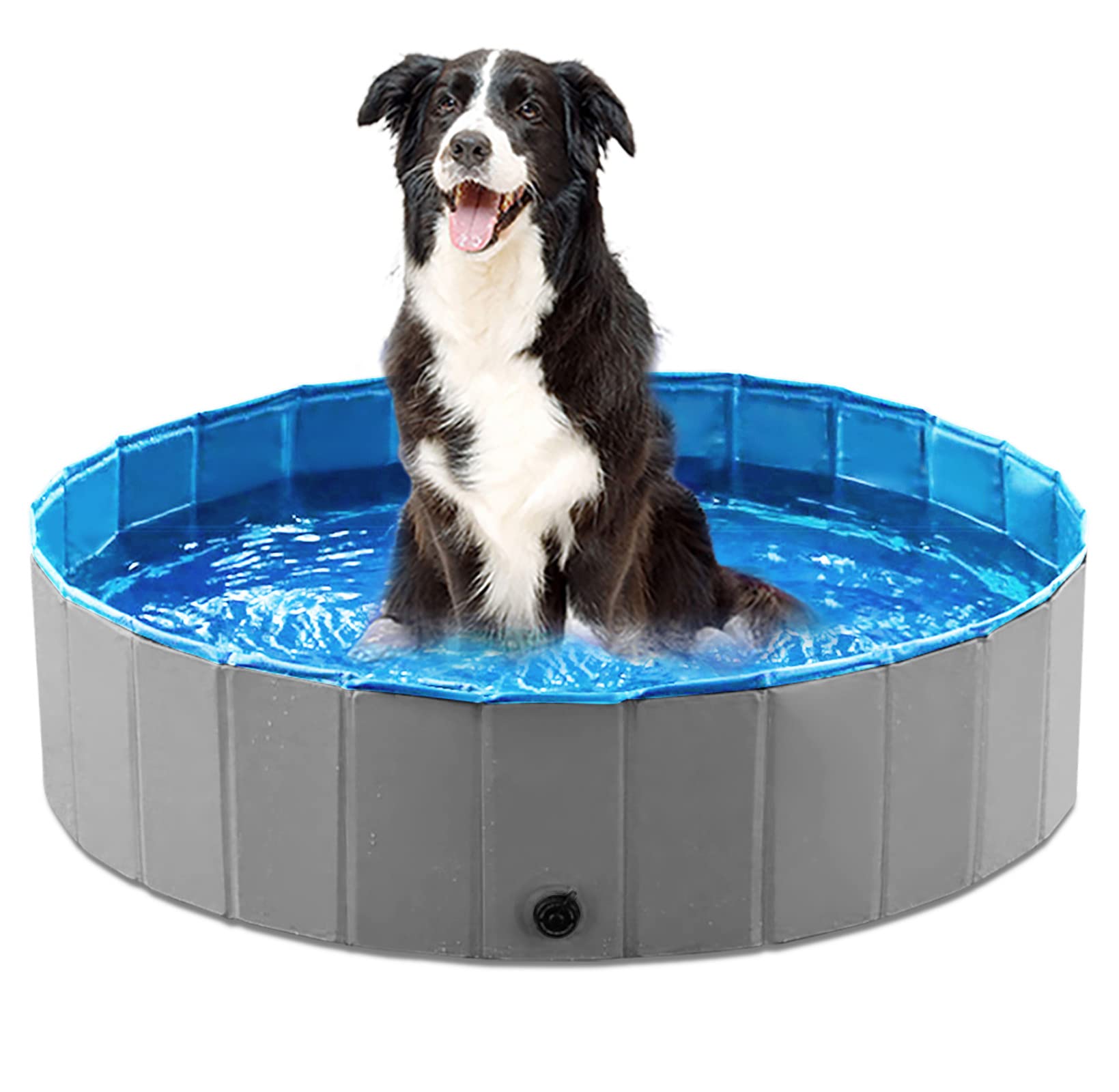 Jasonwell foldable dog pool folded for easy storage and portability.
