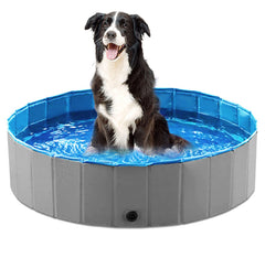 Jasonwell foldable dog pool folded for easy storage and portability.