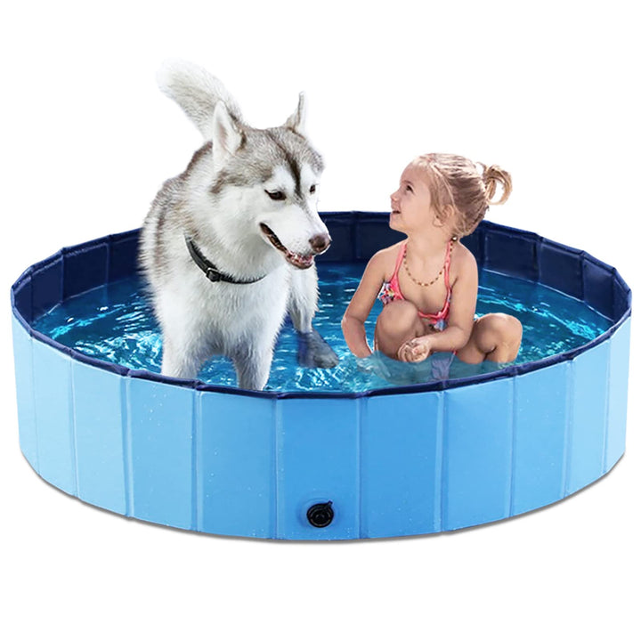 Jasonwell foldable dog pool folded for easy storage and transport