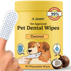 Jasper Dog Dental Wipes deliver fresh breath after a quick wipe.